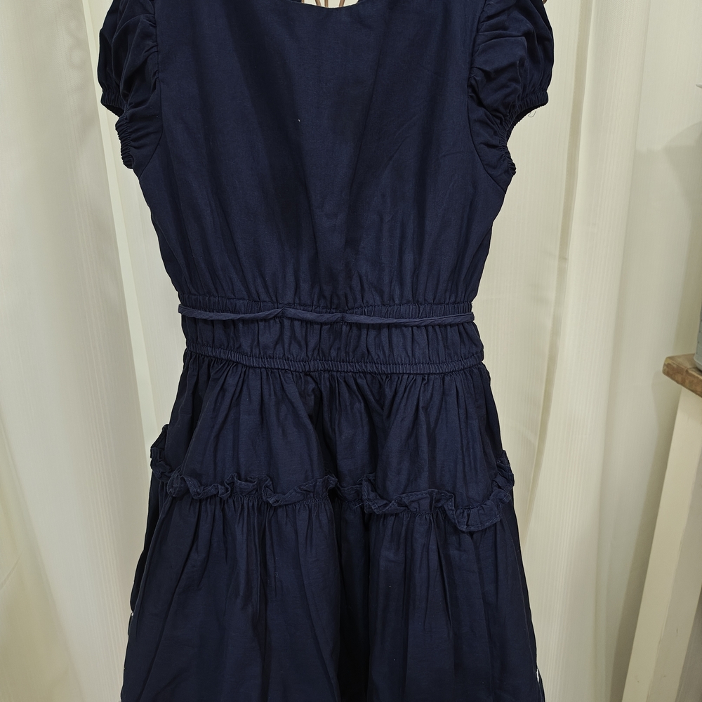 Elegant Navy Kids Dress with Ruched Details